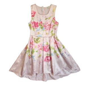 Floral Satin Skater Sleeveless Flirty Fairy Spring Summer Kawaii Feminine Girly